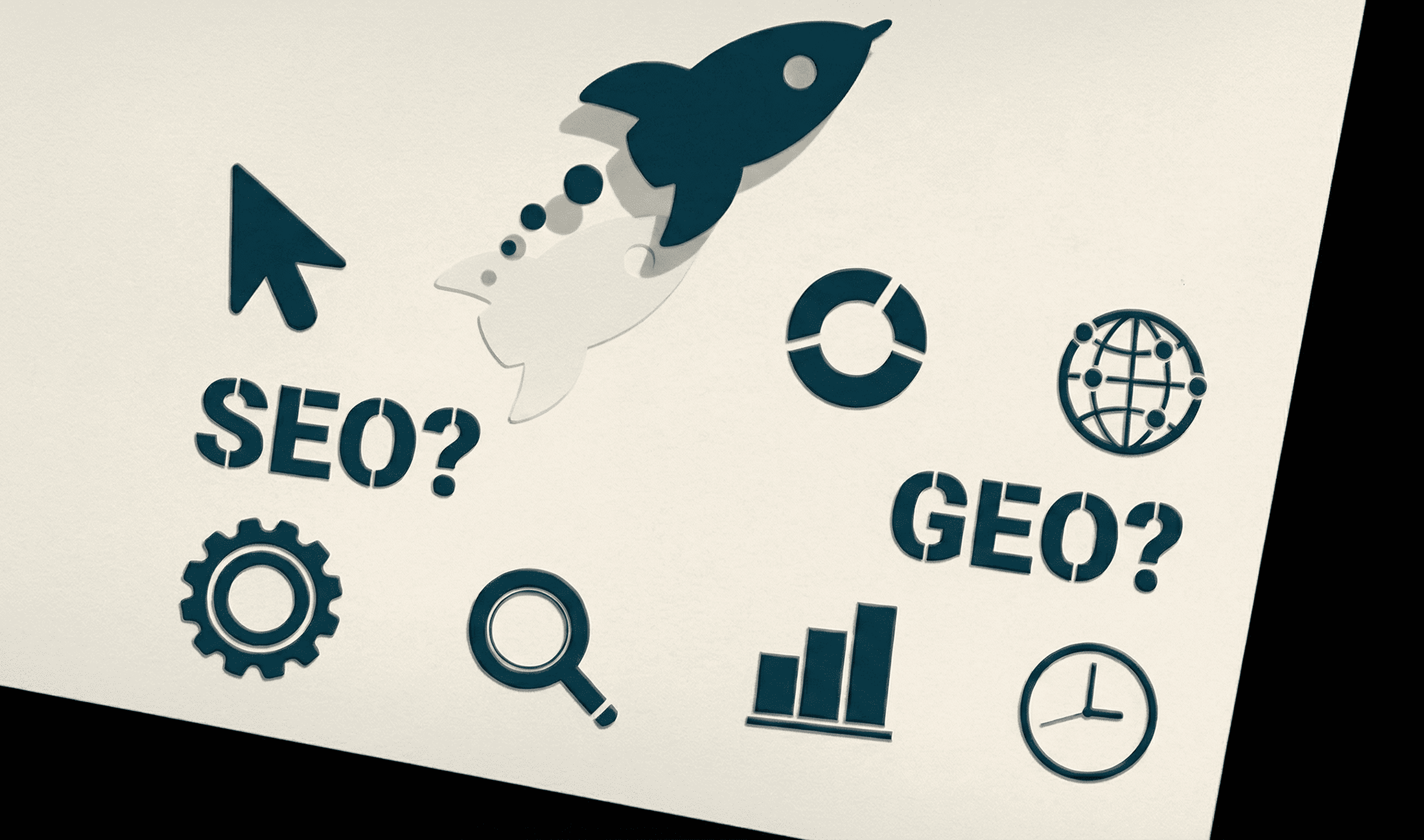 'SEO'와 'GEO' 키워드 및 상징들이 들어간 피처 이미지의 모습.