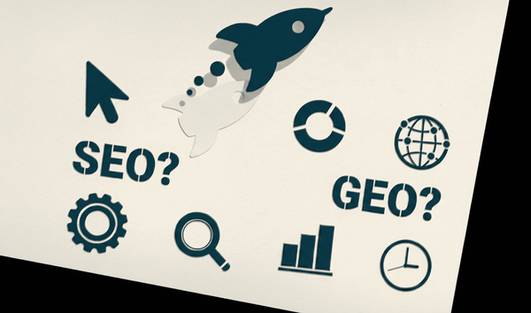 'SEO'와 'GEO' 키워드 및 상징들이 들어간 피처 이미지의 모습.